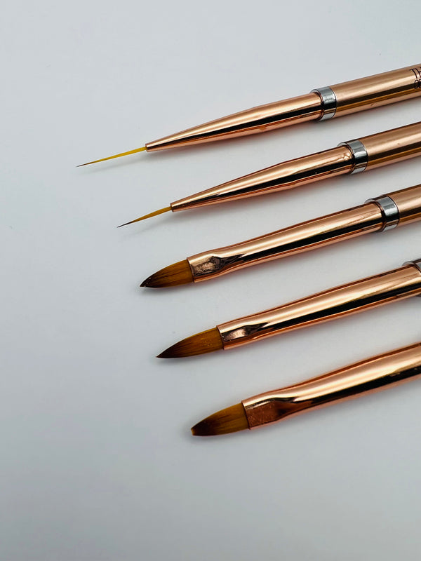 Set of 5 Ultra Thin Rose Gold Art Brushes