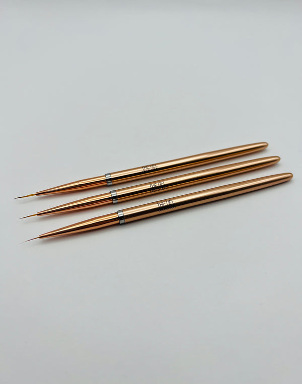 Set of 3 Ultra Thin Rose Gold Liner Brushes